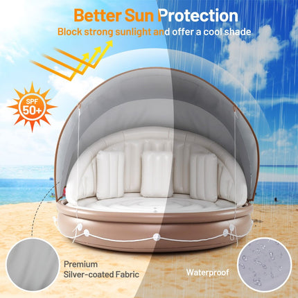 Inflatable Pool Float with Detachable Sunshade Canopy