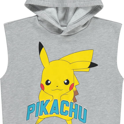 Boys Pickachu Hooded Muscle T- Shirt and Shorts Clothing Set- Little and Big Boys Sizes 4-20