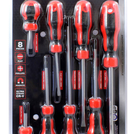 8Pc Screwdriver Set DIY Professional Flat Phillips Chrome Vanadium Magnetic Tip