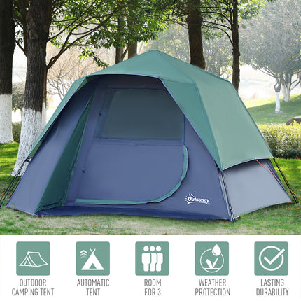 Outdoor 3-4 Person Pop-Up Camping Tent W/ Removable Rainfly Pack Storage Bag