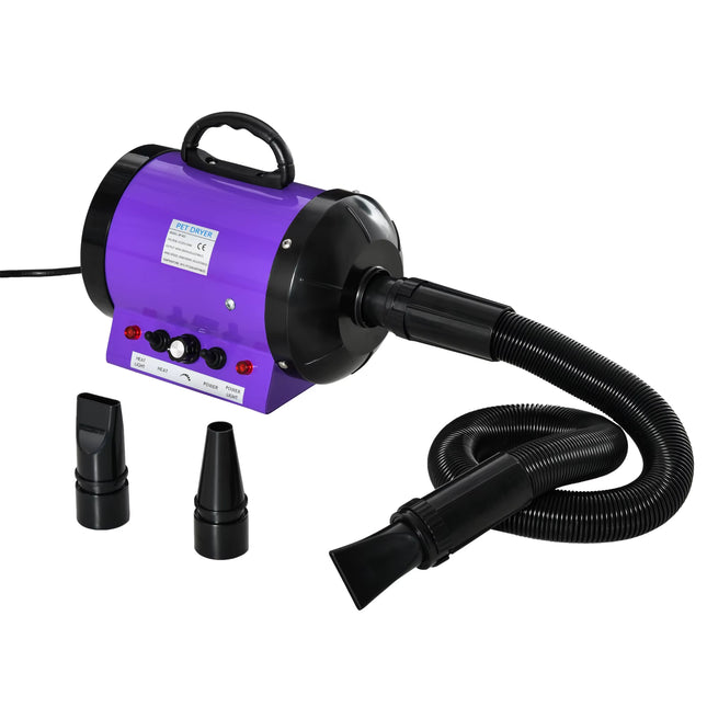 2800W Dog Hair Dryer Pet Grooming Blaster Blower Dryer 3 Nozzles, Purple