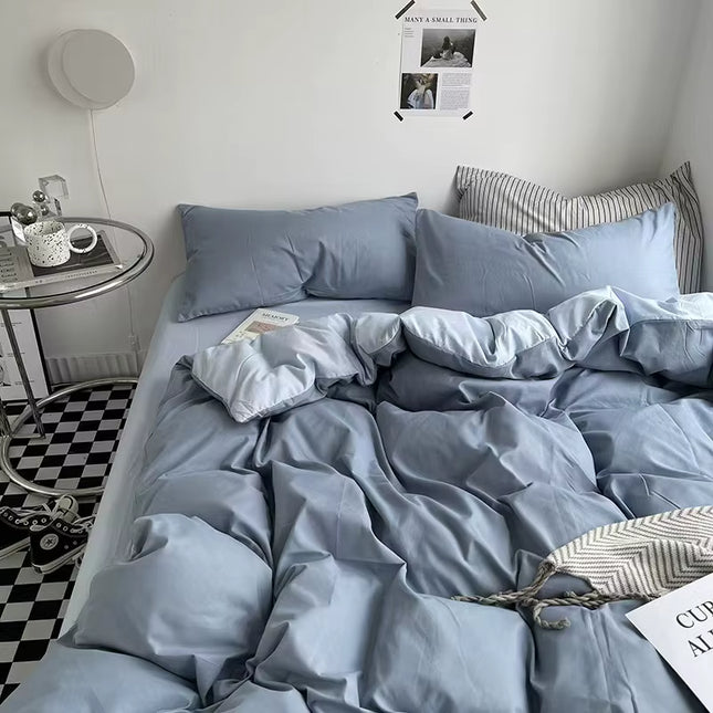 Casual-Blue Moonlight | Washed Cotton Skin-Friendly Duvet Cover Set (Duvet Cover + Pillowcase)