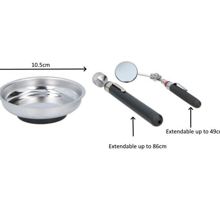 Magnetic Parts Tray Set 3PC Telescopic Pickup Tool Mirror Inspection Tool Steel