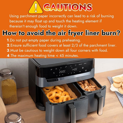 BYKITCHEN Air Fryer Liners for Tefal XXL Dual Easy Fry 11L Air Fryer, Disposable