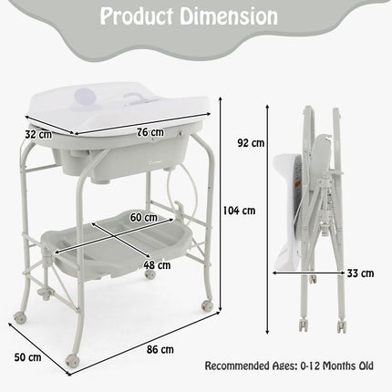 2-In-1 Baby Change Table with Bathtub and Folding Changing Station