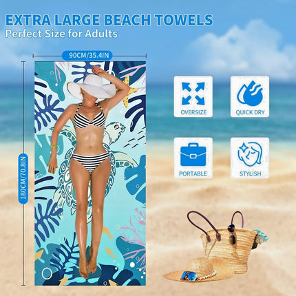 Extra Large Microfibre Beach Towels for Adults , 180 × 90 Cm Quick Dry 2 Pack
