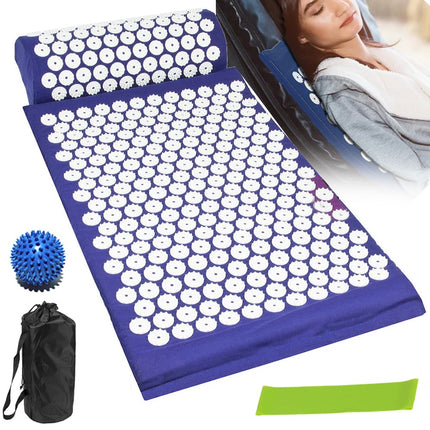 Acupressure Mat with Pillow & Ball Acupuncture Pin Massage Set Neck Pain Relief