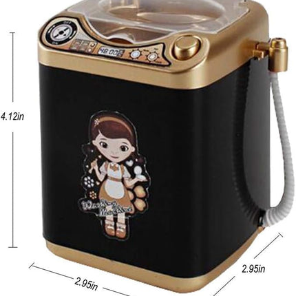 Electric Makeup Brush Cleaner Spinner Machine - Electronic Mini Washing Machine Shape Automatic Makeup Brush Cleaner Dries Deep Cleaning Mini Toy (Gold)