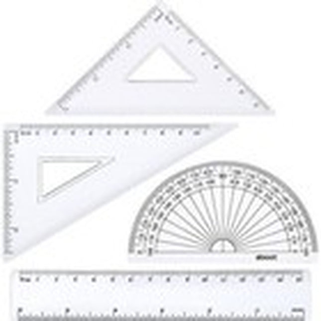 Maths Geometry Set X 4 School Office Measurement Protractor Set Square Ruler