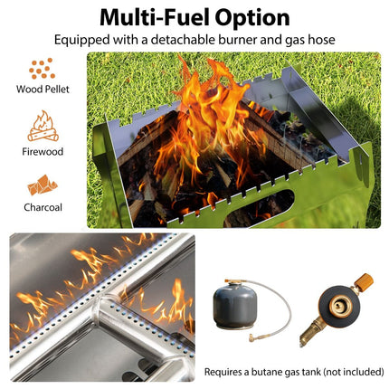 2-In-1 Camping Grill with Stainless Steel Grate and Carrying Bag