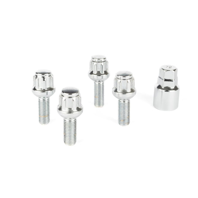 Set of 4 M12 X 1.5 Radius Seat Alloy Wheel Locking Bolts (Chrome, 35Mm Thread Length)