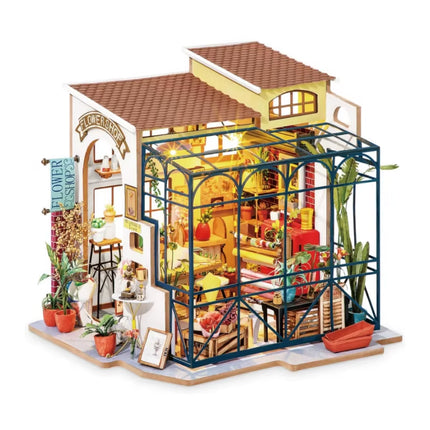 Mini House DIY Dollhouse Kit with Furnitures Accessories 1:24 Scale Craft Kit Emily'S Flower Shop