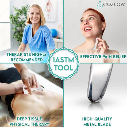 2-In-1 Stainless Steel Muscle Scraper Tool Set for IASTM Therapy - Skin Scraping Massage Tools for Soft Tissue Mobilization - Deep Tissue Gua Sha for Arms, Legs & Back - by