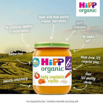 Hipp Organic Tasty Vegetable Risotto Baby Food Jar 6+ Months (6 X 125G)