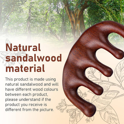 Wooden Massage Comb, Stimulator Gua Sha Natural Sandalwood Head Scalp No Static Wide Tooth Body Massage Tool for Men Women