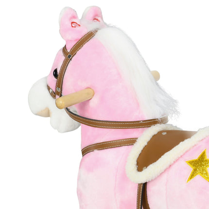 HOMCOM Wooden Ride on Horse, Ride on Pony Gift for Ages 3-6 Years - Pink