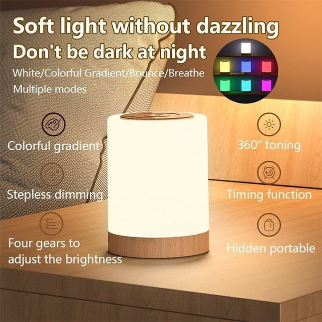 Touch Sensor Night Light LED Bedside Desk Table Lamp Dimmable USB Rechargeable