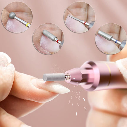 30Pcs Diamond Nail Drill Bit Set, 3/32 Inch Tungsten Carbide Drill Bits for Electric Nail Cutter, for Acrylic Gel Nails Cuticle Manicure Pedicure