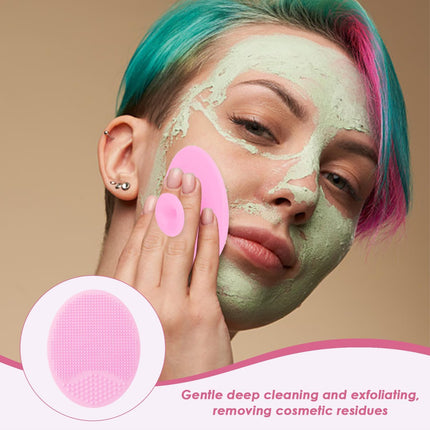 4 Pieces Manual Soft Facial Cleansing Brush, Handle Facial Cleansing Brush, Facial Exfoliating Brush, Silicone Face Scrubber, Facial Silicone Scrubber (Blue, Pink)
