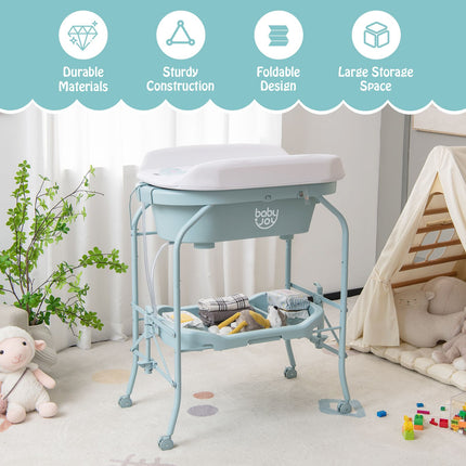 2-In-1 Baby Change Table with Bathtub and Folding Changing Station