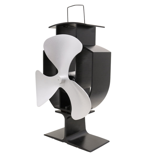 3 4 Blade Heat Powered Stove Fan Silver Wood Log Burner Fire Stove Mini Top Fan