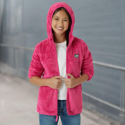 Kids' Jacket - Kids' Full Zip Ultra Soft Sherpa Fleece Hoodie Sweatshirt for Boys and Girls (5-20)