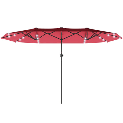 4.4M Double-Sided Sun Umbrella Patio Parasol with LED Solar Lights for Garden
