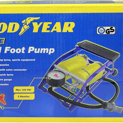 by Vivo © Single/Double Barrel Cylinder Tyre Foot Pump Air Inflator Car Van Bicycle Bike Air Bed Football Inflatable