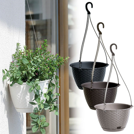 Easy Fill round Plastic Garden Wall Hanging Basket Flower Plant Pots Planter Set