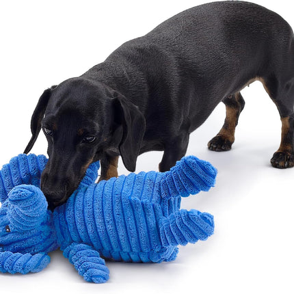 Zappi Co Blue Elephant Plush Dog Toy with Squeaker – Soft, Durable, Ribbed Plush