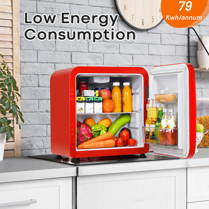 Compact Freestanding Refrigerator Table Top Mini Fridge & Cooler W/Glass Shelves