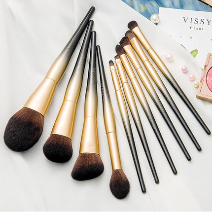 Natural Sable Hair Makeup Brush Set Professional, Cosmetic Brushes Makeup Set with Gift Box, Natural Hair Makeup Brushes Set with Present Box, Make up Brushes Set. Black Gold
