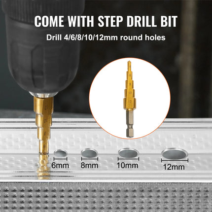 Double Head Sheet Metal Nibbler Cutter 360 Degree Metal Nibbler Drill Attachment with Extra Punch and Die Cutting Hole
