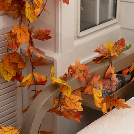 CQURE 4 Pack Artificial Autumn Fall Maple Leaf Garland, 5.9Ft/Piece Hanging Vine