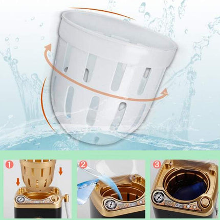 Electric Makeup Brush Cleaner Spinner Machine - Electronic Mini Washing Machine Shape Automatic Makeup Brush Cleaner Dries Deep Cleaning Mini Toy (Gold)