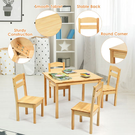 Kids Table and 4 Chairs Set for Toddlers Dining, Drawing, Reading