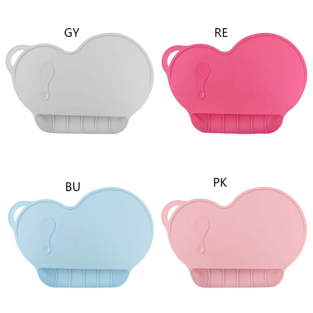 New FDA Approved Kids Baby Bowl Room Table Mat Silicone Placemat Heart Spoon