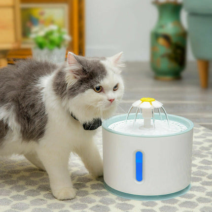 Pet Electric Water Fountain 2.4L USB LED Automatic Cat Dog Dispenser Drinking UK