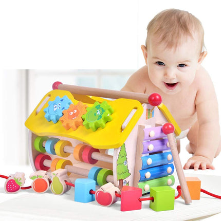 Wooden Musical House Shape Sorter Activity Box Toy Interactive Educational Play