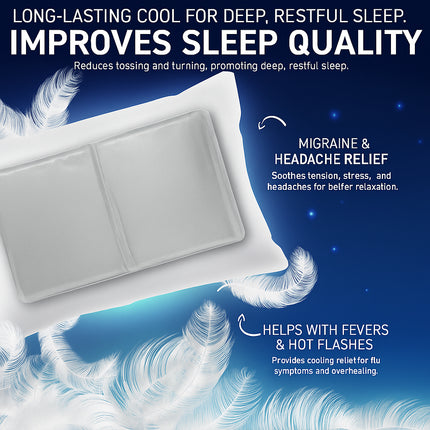 Self Cooling Gel Pillow Natural Comfortable Sleep Head Support Soft Chilled Pad