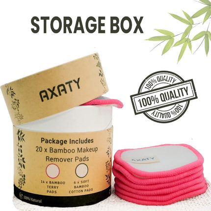 3-Layers Reusable Makeup Remover Pads - Organic Bamboo Cotton Pads with Drawstring Bag, Eco-Friendly Cleansing Face Pads - Makeup Remover for All Skin Types (Brown, 20 Pads Set)