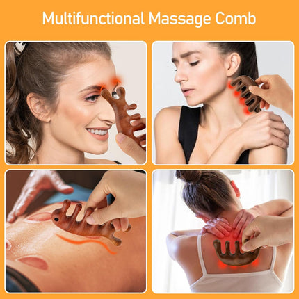 2 Pack Sandalwood Scalp Massage Tool - Wooden Gua Sha Comb for Hair Growth & Stress Relief