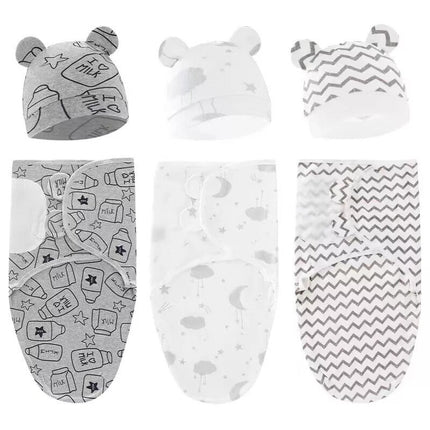 3Xpack 100% Cotton Baby Swaddle Wraps 0-3 Months Swaddle Wrap for New Born HAT