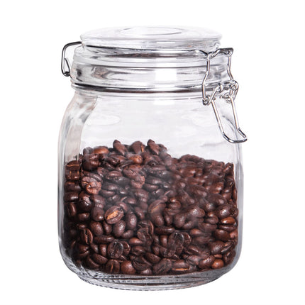1L Glass Storage Jars with Clip Top Lid - Set of 6 Airtight Glass Storage | M&W
