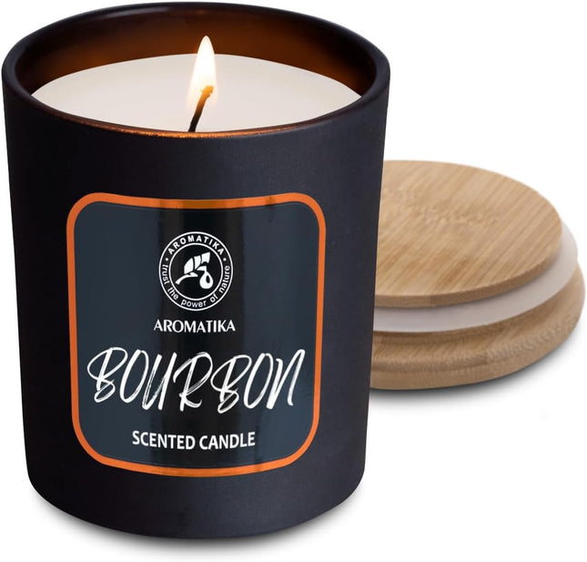 Scented Candle Bourbon 200G - Soy Wax Candle - Home Scented Candle - Aromatherapy Candle - Rich and Intense Scent - Air Freshener - Glass Candle Gift - Gift for Men