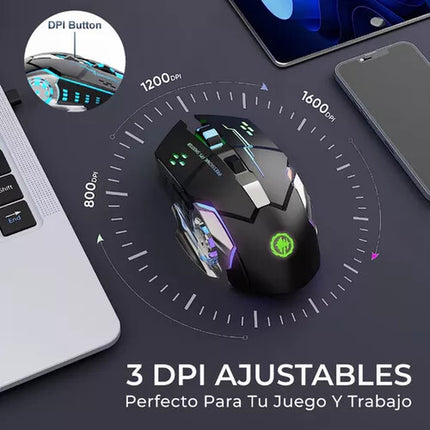 Rechargeable Wireless Mouse RGB LED USB Gaming Mice Laptop PC Mac UK