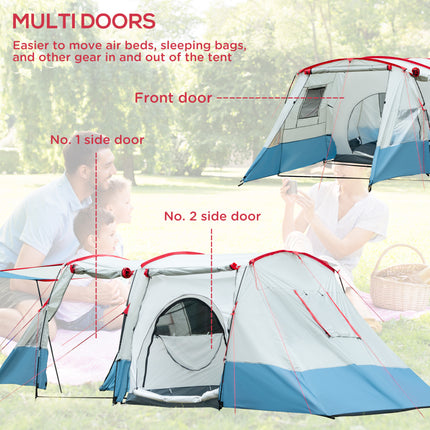 6-8 Person Tunnel Tent, Two-Room Camping Tent with Carry Bag