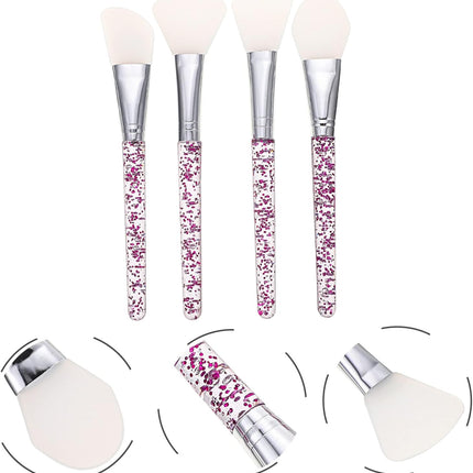 4Pcs Silicone Mud Mask Brush and Eye Mask Applicator Set Purple-White Facial Skincare Tools for Precise Face and Eye Application