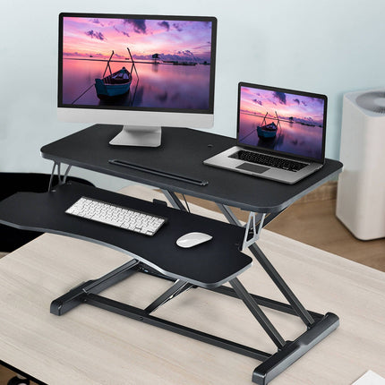 Height-Adjustable Ergonomic Sit-Stand Desk with Metal Frame and Clamping Plates