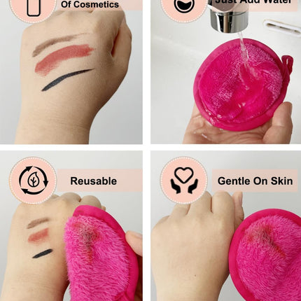 Reusable Makeup Remover Pads Microfiber Face Cloths with Mesh Bag Cleansing Facial Cloths with Laundry Bag for Face, Eye, Lips - Reusable Wipes 5 X 5 Inch 12 Pack Pink